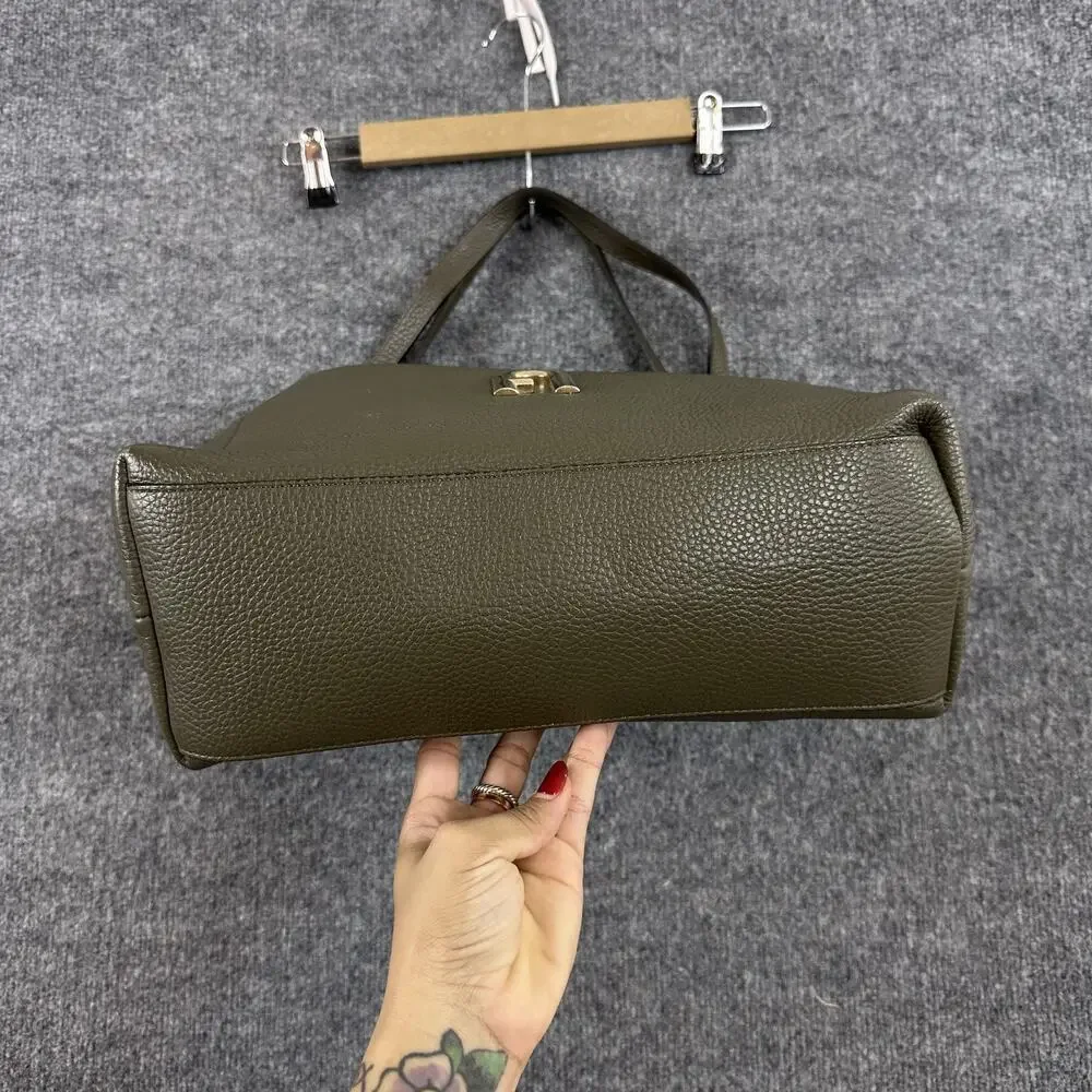 Furla Primula Hobo Bag Pebbled Leather Shoulder Tote Green Luxury Chic Office